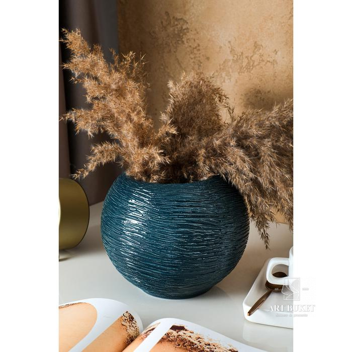 Ваза керамическая "Шарик", настольная, изумруд, 15 см