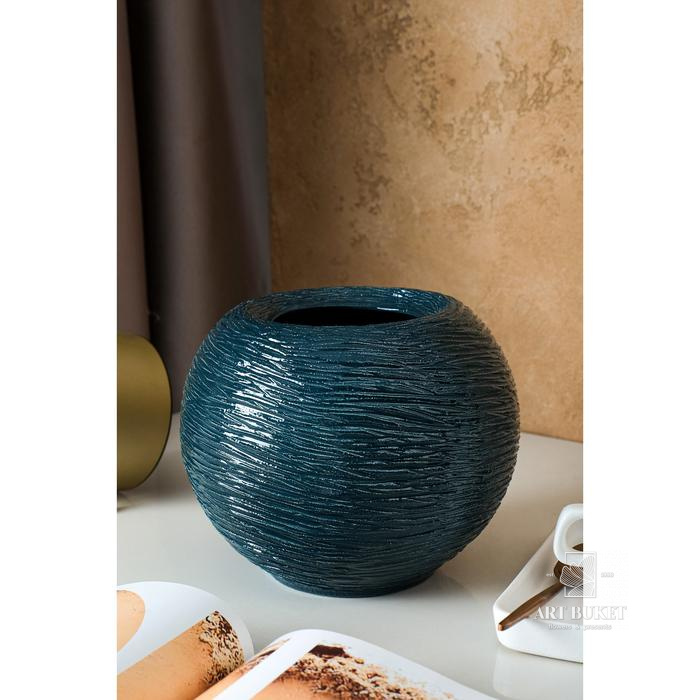 Ваза керамическая "Шарик", настольная, изумруд, 15 см