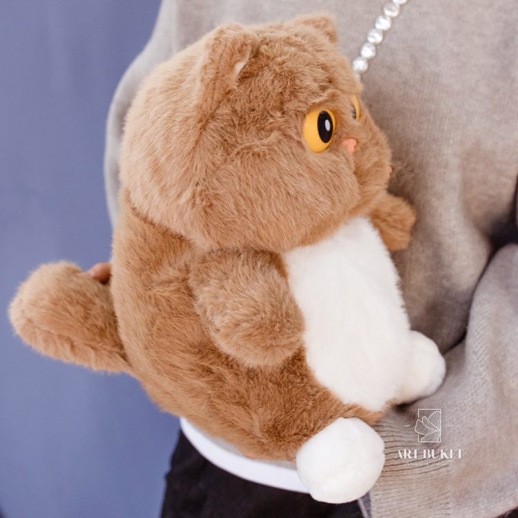 Кот глазастый коричневый 35 см