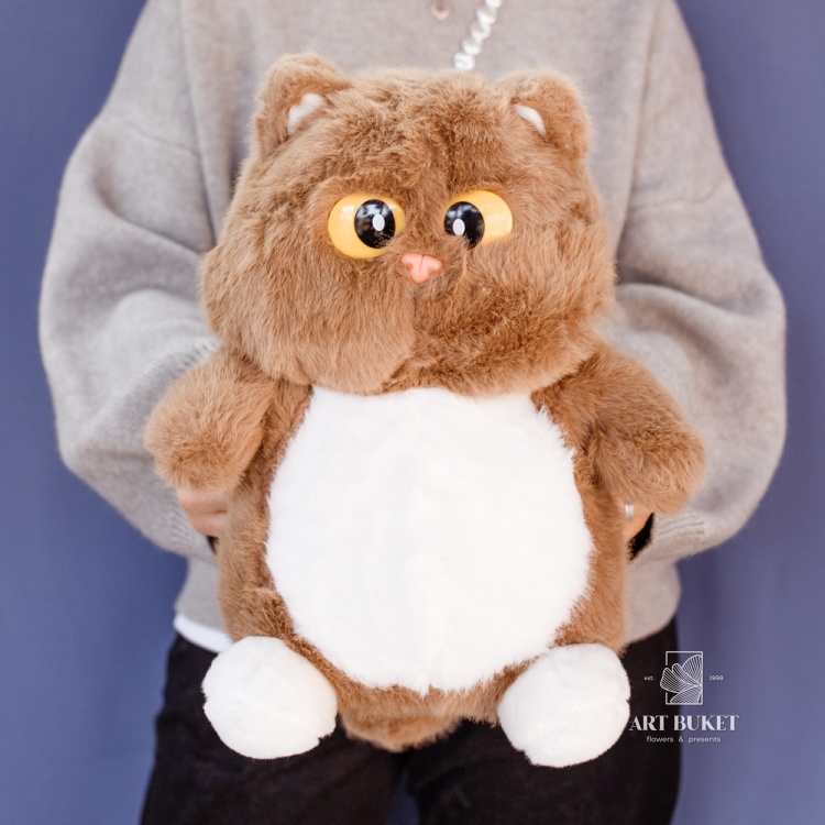 Кот глазастый коричневый 35 см