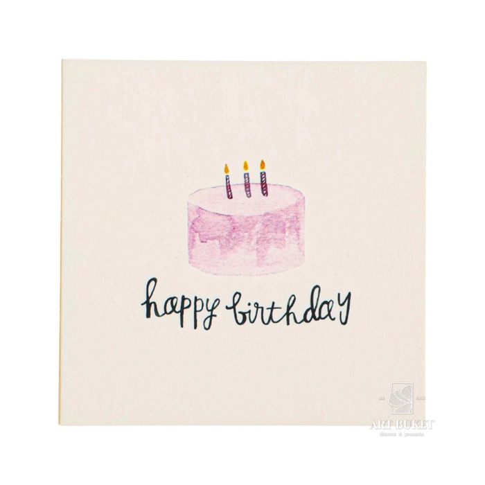 Мини-открытка "Happy birthday!" торт, 7 х 7 см