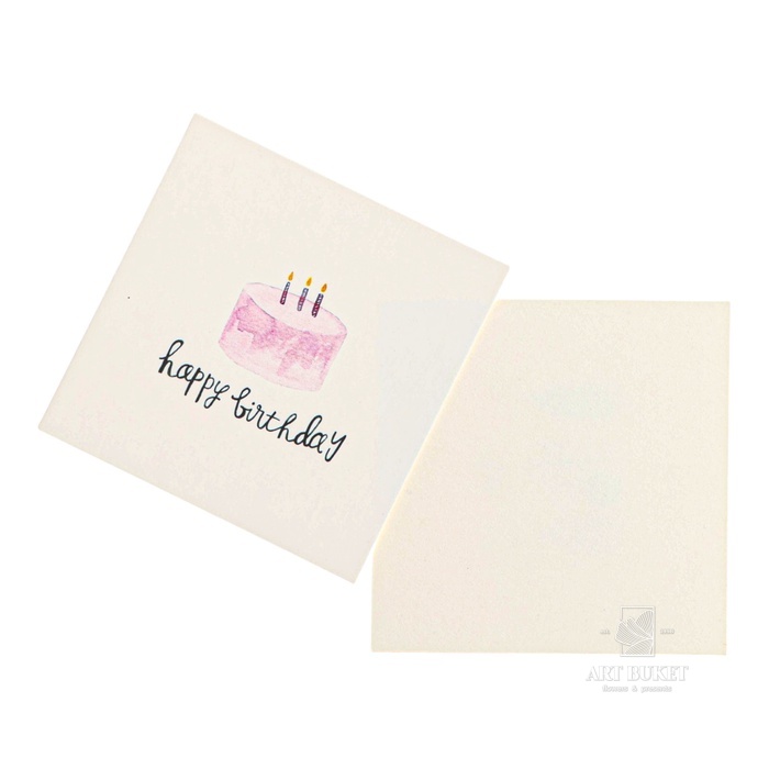 Мини-открытка "Happy birthday!" торт, 7 х 7 см