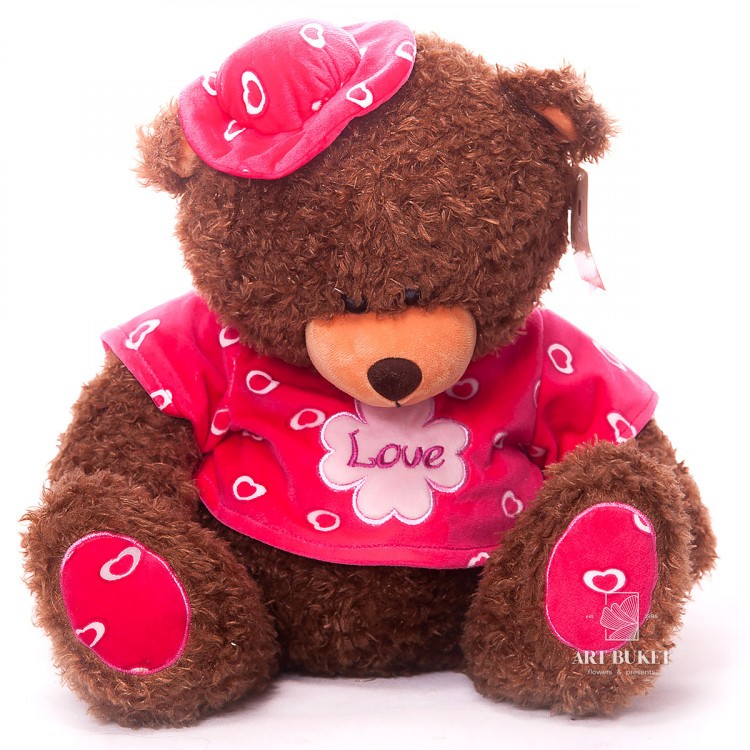 Медведь в розовом костюме