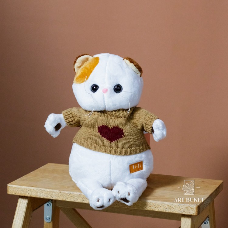 Кошка Лили в коричневом свитере