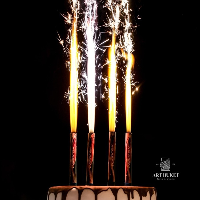 Свечи фонтаны для торта "Цветные искры", 10 см, 30 секунд, цветное пламя, 4 шт