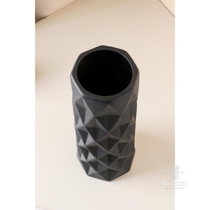 Ваза керамическая "Поли", настольная, муар, чёрный, 41 см