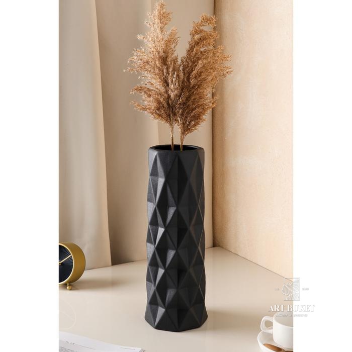 Ваза керамическая "Поли", настольная, муар, чёрный, 41 см