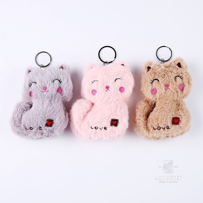 Брелок детский «Кошечка Love», мягкая игрушка, 12 см, цвета МИКС