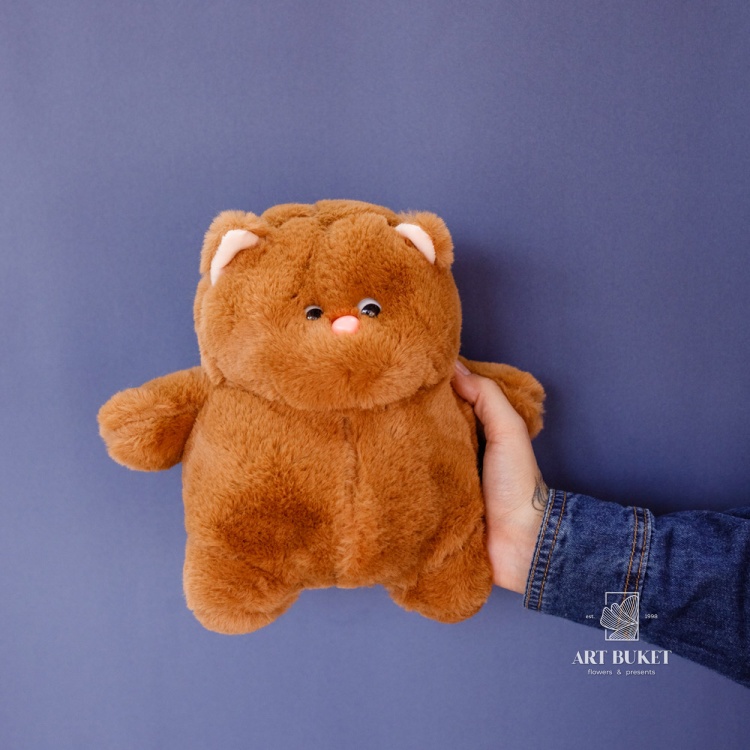 Кот глазастый 20 см коричневый