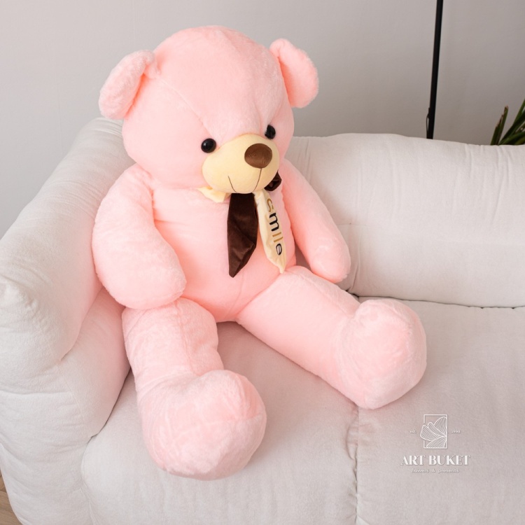 Медведь с ленточкой 110 см розовый