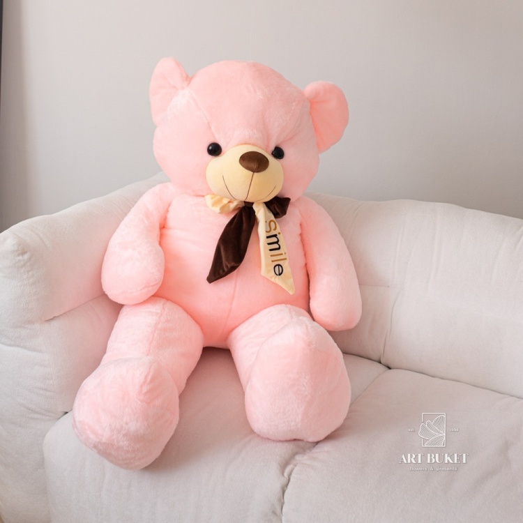 Медведь с ленточкой 110 см розовый