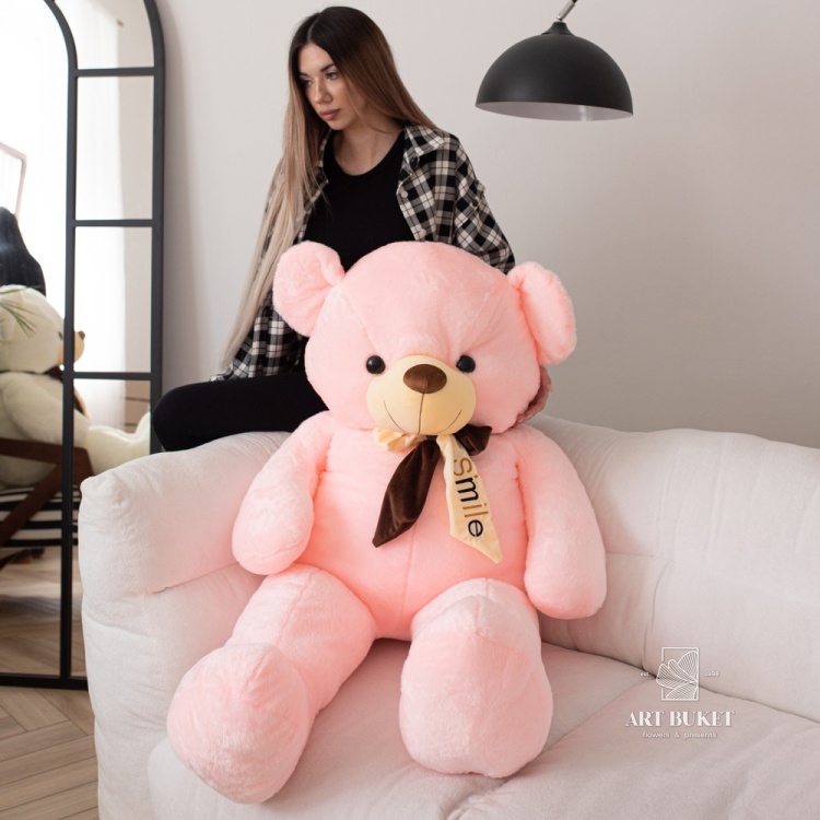 Медведь с ленточкой 110 см розовый