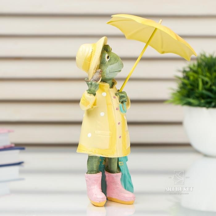 Сувенир "Лягушка в цветном дождевике под зонтом" МИКС 20х9х9 см    
