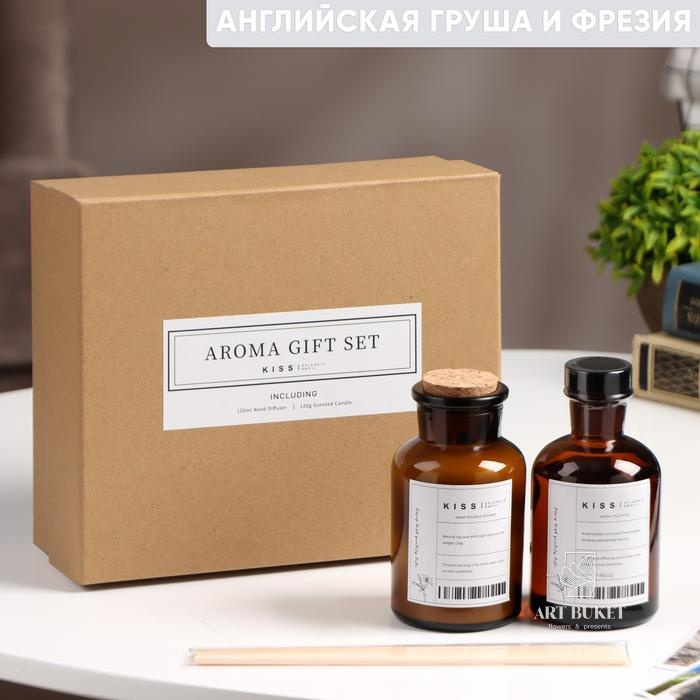 Набор подарочный: диффузор 120 мл, свеча ароматическая, 120 гр, Английская груша и фрезия