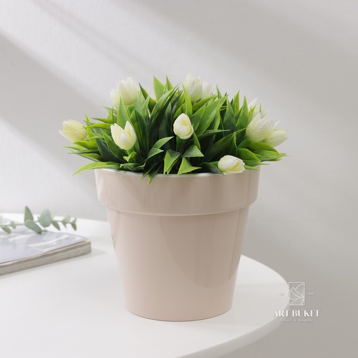 Кашпо для цветов со вставкой «Порто», 1 л, цвет жемчужный