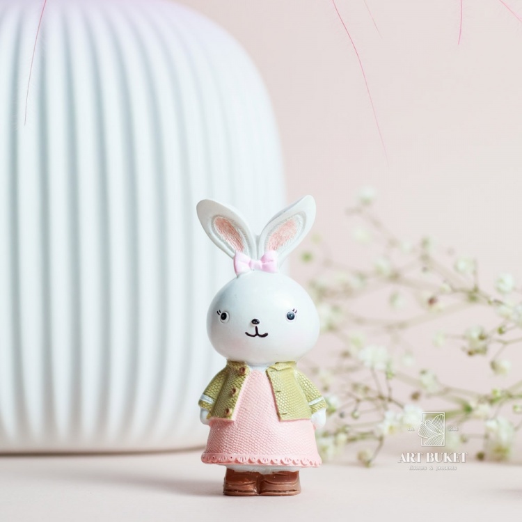 Сувенир "Зайка с розовым бантом" 8,5х3,7х3,5 см    