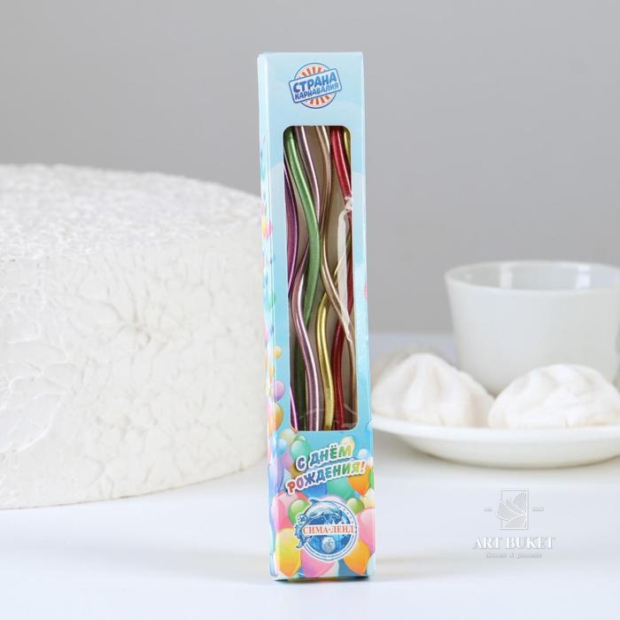 Свечи для торта  "Серпантин" 6  шт, коктейльные, разноцветные   