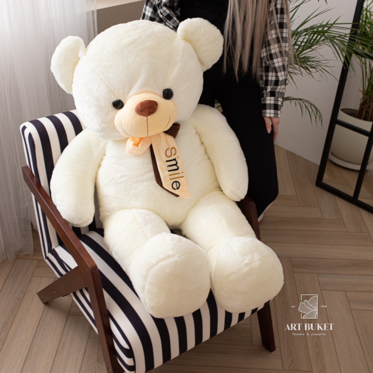 Медведь с ленточкой 110 см белый