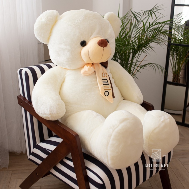 Медведь с ленточкой 110 см белый