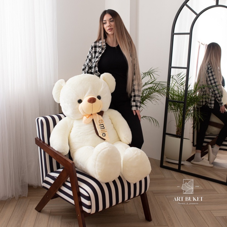 Медведь с ленточкой 110 см белый