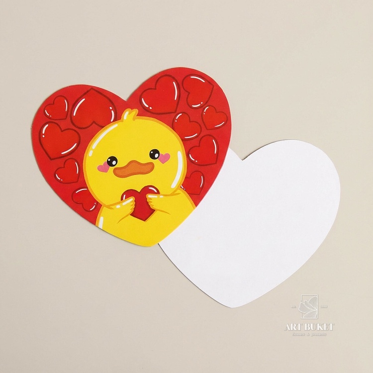 Открытка-валентинка «От всего сердца», 14 февраля, утёнок, 7.1×6.1 см