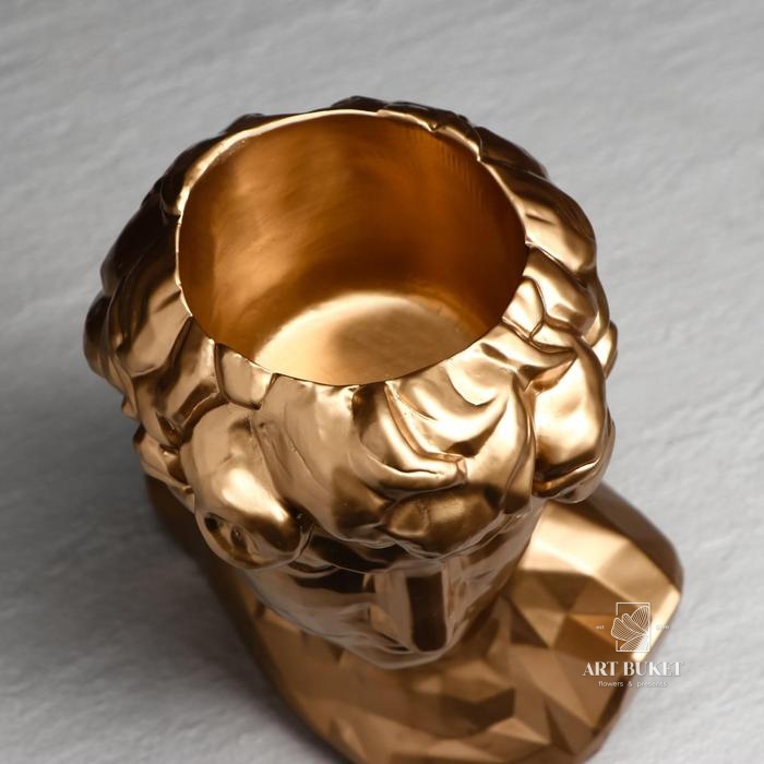 Фигурное кашпо-органайзер "Голова Давида", золотистый, 26 см 