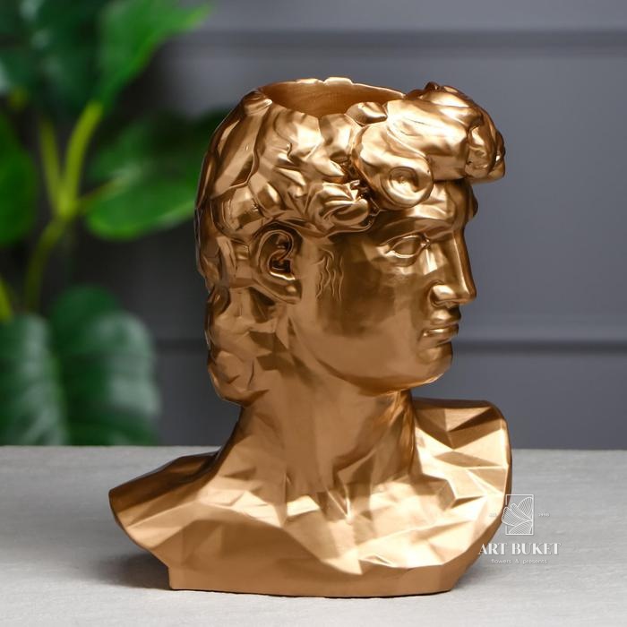 Фигурное кашпо-органайзер "Голова Давида", золотистый, 26 см 