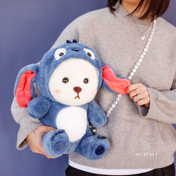 Медведь-стич в кегуруми 40 см