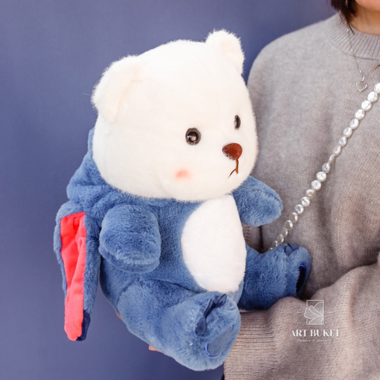 Медведь-стич в кегуруми 40 см