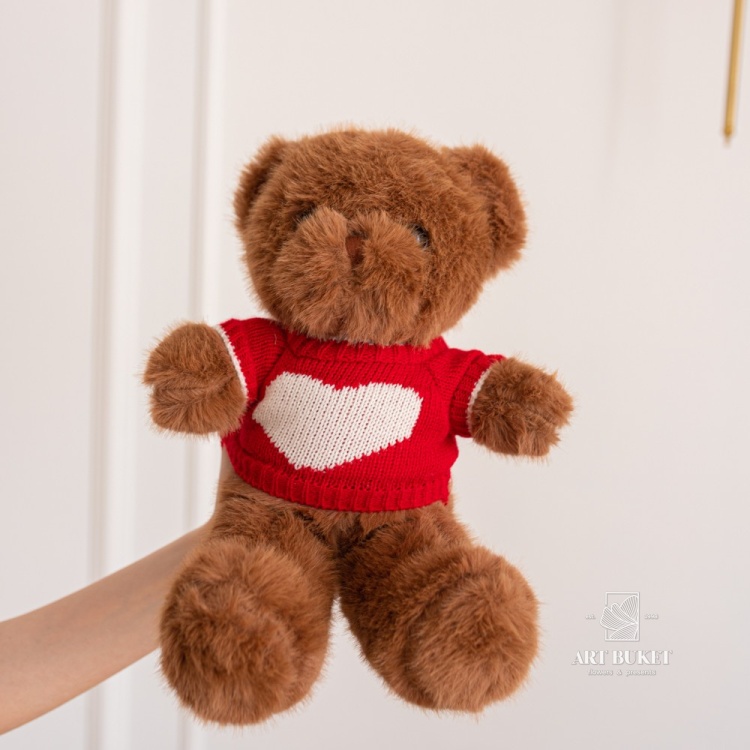 Медведь в кофте коричневый 30 см