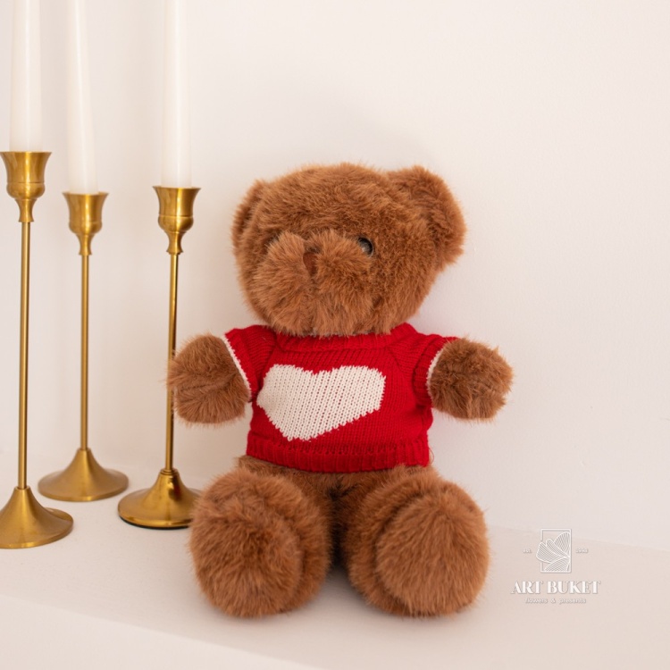 Медведь в кофте коричневый 30 см