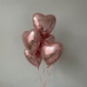 Сет шаров в форме сердца "розовое золото"
