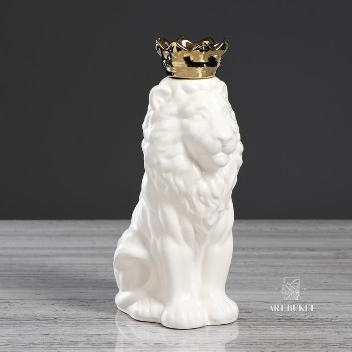 Ваза настольная "Лев с короной", белая, матовая, 25 см