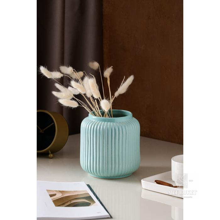 Ваза керамическая "Юта", настольная, голубая, 15 см