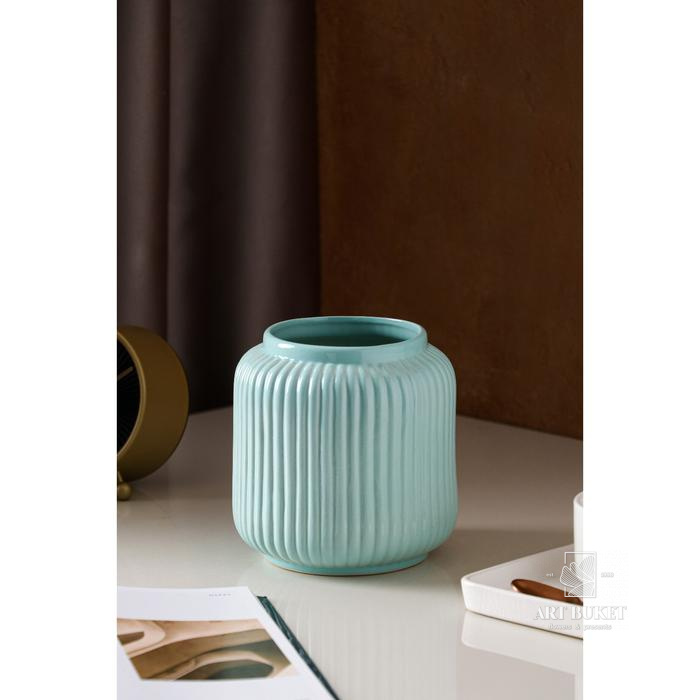 Ваза керамическая "Юта", настольная, голубая, 15 см