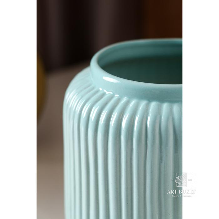 Ваза керамическая "Юта", настольная, голубая, 15 см