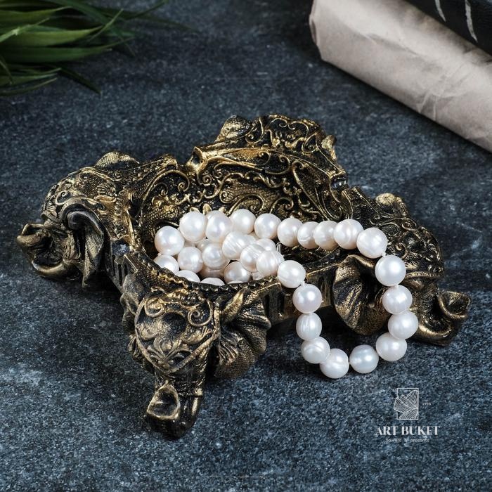 Подставка для мелочей "На четырех слонах" золото, 13х13х5см 