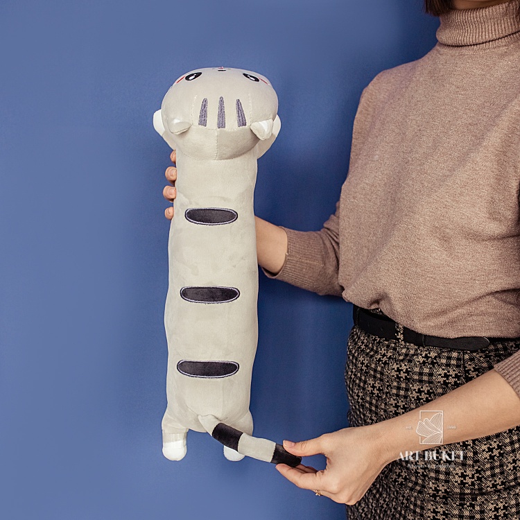 Кот валик 45 см серый