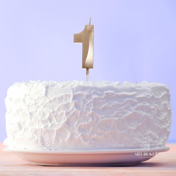 Свеча цифра "1" , шампань, 5 х 12 см    