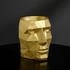 Кашпо полигональное из гипса «Голова», цвет золотой, 16 × 20 см