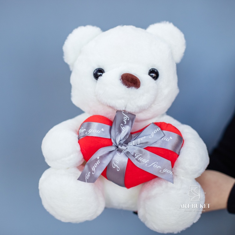 Медведь белый с большим сердцем 40 см