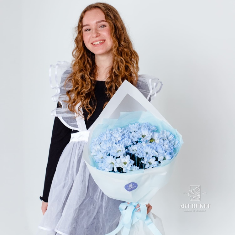 5 голубых ромашковых хризантем