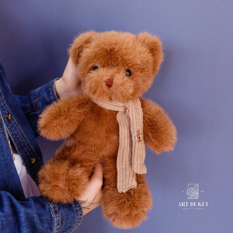 Медведь с меховым шарфом 30 коричневый