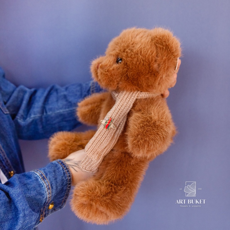Медведь с меховым шарфом 30 коричневый
