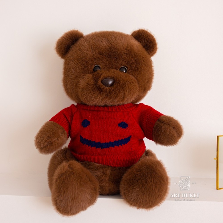Медведь в вязанном свитере 60 см коричневый