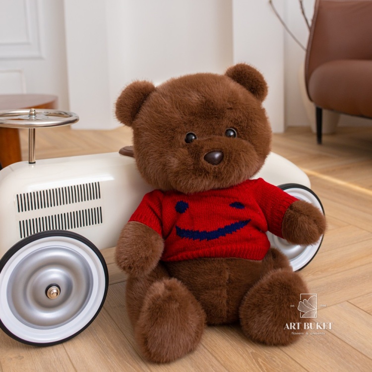 Медведь в вязанном свитере 60 см коричневый