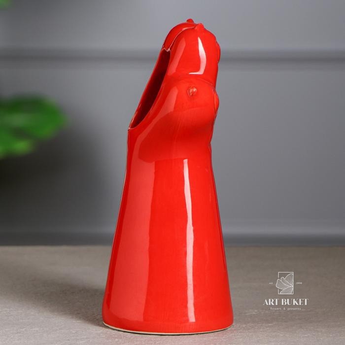 Ваза настольная "Лапа", глазурь, красная, 21 см