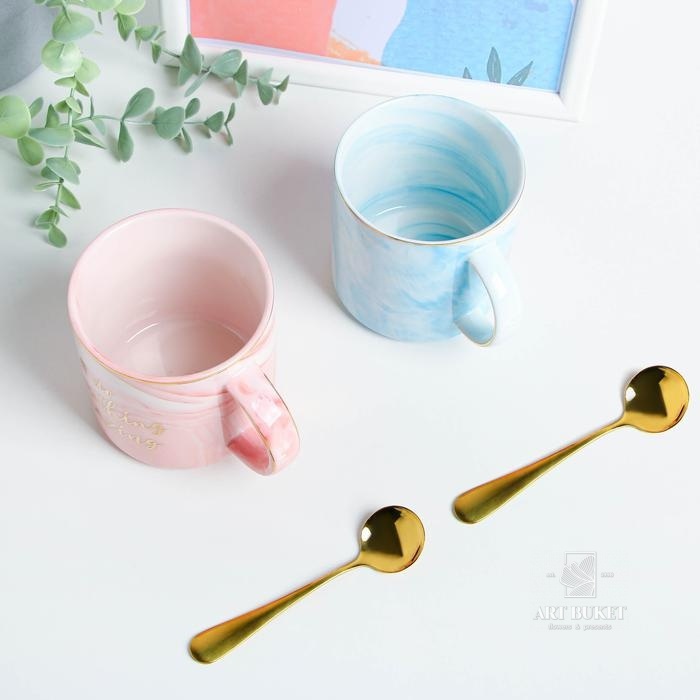 Набор "Сияй, мечтай, действуй", 2 кружки 350 мл, 2 ложки, 2 игрушки