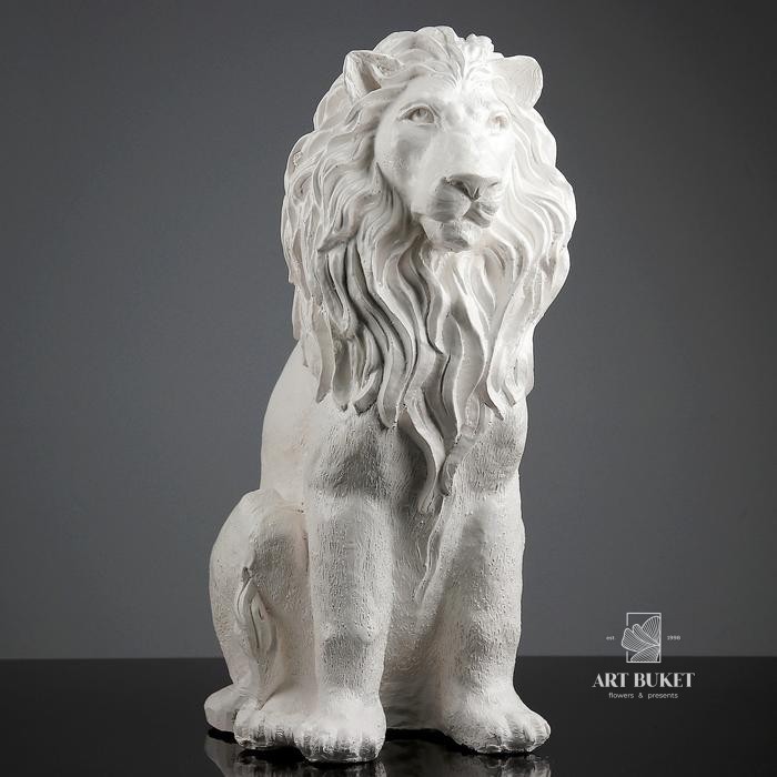 Фигура "Лев сидящий" белая 40х25х56см