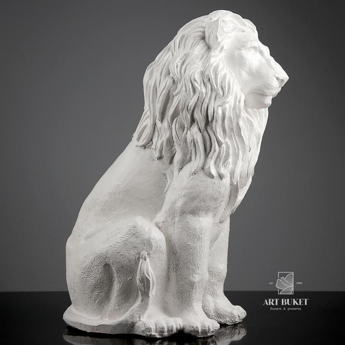 Фигура "Лев сидящий" белая 40х25х56см